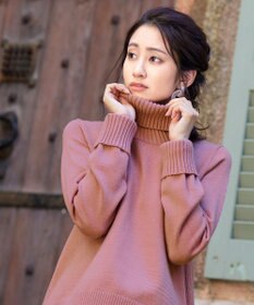 Tiaclasse 【洗える】もっちり柔らかいリブタートルプルオーバーニット