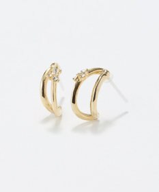 Phoebe 〈アレルギー対応〉シャイニーダブルフープセラミックピアス　ゴールド