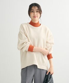 Green Parks 配色リブニットドッキング裏起毛プルオーバ