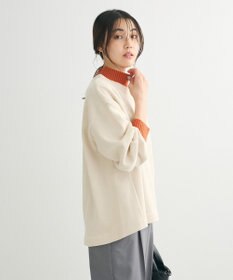 Green Parks 配色リブニットドッキング裏起毛プルオーバ