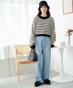 WEGO ボーダーショートニットプルオーバー