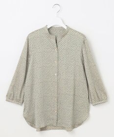 自由区 L 【カタログ掲載・セットアップ対応・洗える】サテンアムンゼンバンドカラー ブラウス