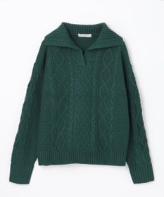 ANY 【洗濯機可】スキッパーソフトタッチアラン柄ニット