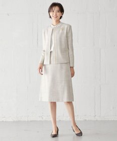 J.PRESS LADIES ライトツイードストレッチ ノーカラー ジャケット
