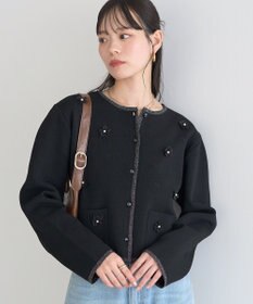 earth music&ecology フラワーモチーフニットカーディガン