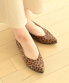 nouvelleRobe Oū 【本革・高反発】Pointed-plain ポインテッドトゥ Vカットレオパードパンプス