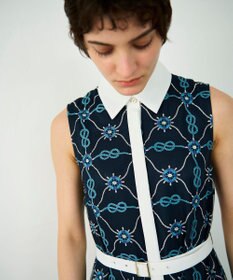 GRACE CONTINENTAL マリン刺繍チュールワンピース