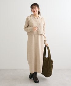 Green Parks ＳＥＴ２点ケーブルベスト＋ニットワンピース