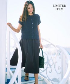 自由区 【WEB限定・2点SET・着回し3WAY以上】セットアップニット・スカート ネイビー×ブラック