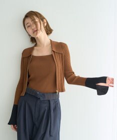 YECCA VECCA 【2点SET】キャミセット襟付きZIPカーディガン