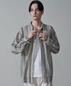 WEGO ストライプメッシュBIGシャツ（LS）
