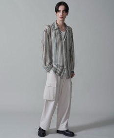 WEGO ストライプメッシュBIGシャツ（LS）