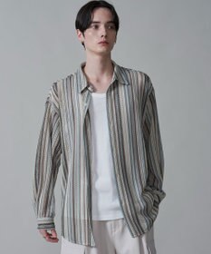 WEGO ストライプメッシュBIGシャツ（LS）