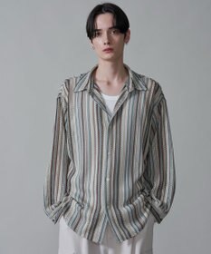 WEGO ストライプメッシュBIGシャツ（LS）