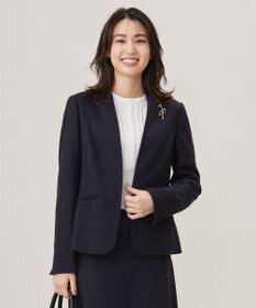 J.PRESS LADIES 【セットアップ対応】ウールスムース ノーカラー ジャケット