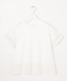 自由区 ナチュラルコットンハイゲージレースドッキング Tシャツ