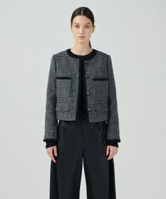 GRACE CONTINENTAL シャギーチェックノーカラージャケット