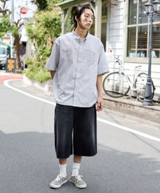 WEGO 【ユニセックス着用ITEM】オックスフォードダメージアップリケシャツ（SS）