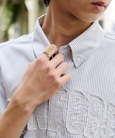 WEGO 【ユニセックス着用ITEM】オックスフォードダメージアップリケシャツ（SS）