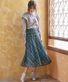 ANY SIS 【洗える】レースオンチェック スカート