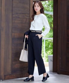 Tiaclasse 【2WAY・洗える】取り外し可能な​配色パイピングボウタイブラウス