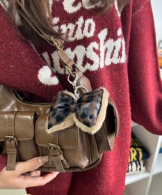 WEGO レオパードPUリボンファーキーホルダー