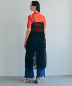 YECCA VECCA リーフ柄レースキャミワンピース