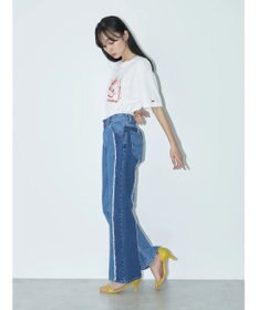 earth music&ecology Ｌｅｅ×ｅ．ｍ．ａ．ｅ　切替デニムフレアパンツ