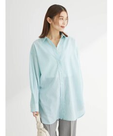 Green Parks 綿麻混タブ付オーバーサイズシャツチュニック