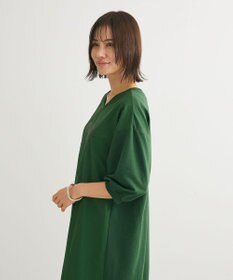 Green Parks ７分袖裏毛ドッキングロゴワンピース