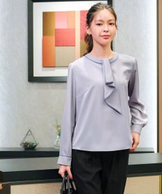 Tiaclasse 【2WAY・洗える】取り外し可能な​配色パイピングボウタイブラウス