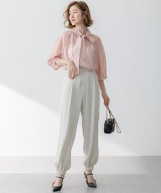 23区 L 【WEB&一部店舗限定/洗える】ライトシアーミクスチャー ボウタイ ブラウス