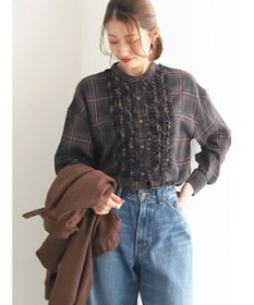 Te chichi チェックフリルブラウス