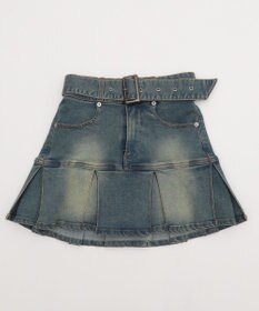 WEGO ベルト付デニムプリーツスカパン