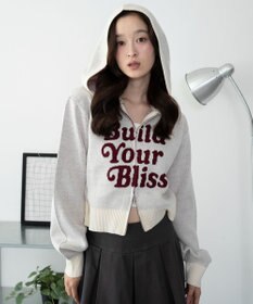 WEGO グラフィックジャガードニットZIPパーカー