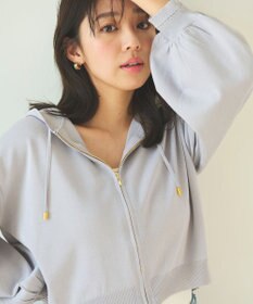 Feroux 【UVカット・接触冷感】パフスリーブニット パーカー