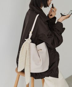 russet ツイードスカーフ付きレザー2WAYショルダーバッグ(CE-1632)