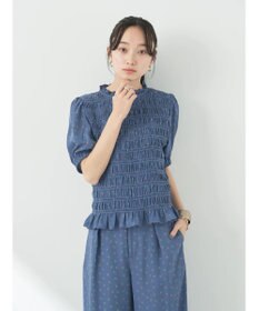 earth music&ecology 花柄パフスリシャーリングブラウス