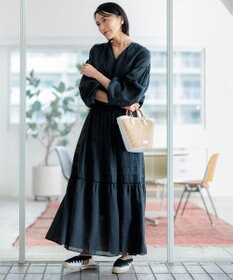 23区 【洗える】ブロドリーダンテル ティアードスカート