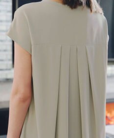 Tiaclasse 【洗える】フレンチスリーブキーネックシャツチュニックブラウス