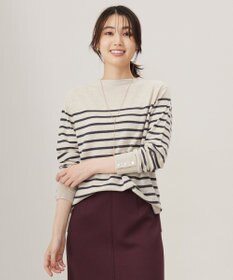 J.PRESS LADIES S 【洗える】SOFT TOUCH WOOL 立ち襟 ボーダー ニット