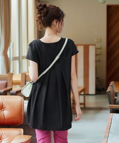 Tiaclasse 【洗える】フレンチスリーブキーネックシャツチュニックブラウス