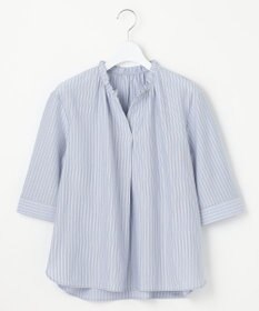 J.PRESS LADIES L ストライプジャージー フリル襟 カットソー