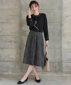 Tiaclasse 【2WAY・洗える】取り外し可能な​配色パイピングボウタイブラウス