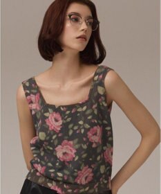 GRACE CONTINENTAL ローズプリントニットトップ