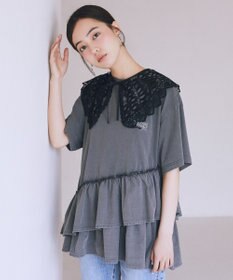 earth music&ecology 異素材ドッキンググラフィックTシャツ