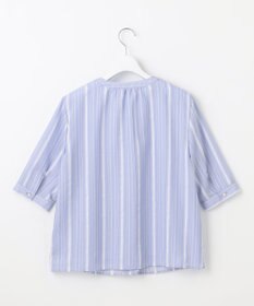 J.PRESS LADIES 【洗える】SHEERストライプ クルーネック ブラウス