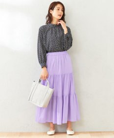 ANY 【ウエストゴム】シャンブレーライクティアード スカート