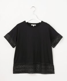 自由区 ナチュラルコットンハイゲージレースドッキング Tシャツ