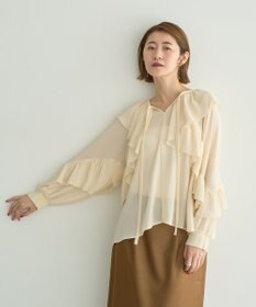 YECCA VECCA シアーラッフルブラウス